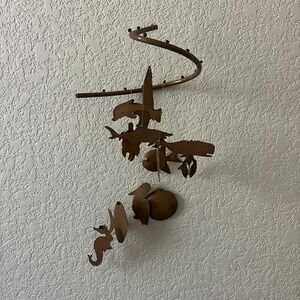 Vintage Brass Ocean Sea Life Creatures Fish Birds Animals Spiral Wind Chimes